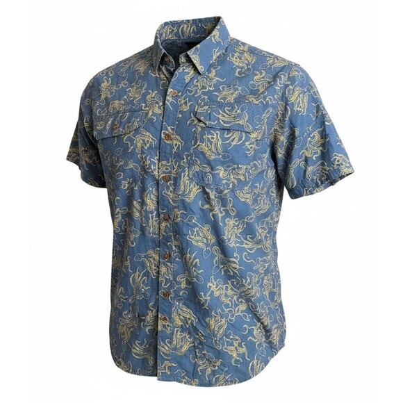 Eddie Bauer Other - Eddie Bauer Mens 2XL Blue Octopus Print Hawaiian Button Down Shirt Classic Fit